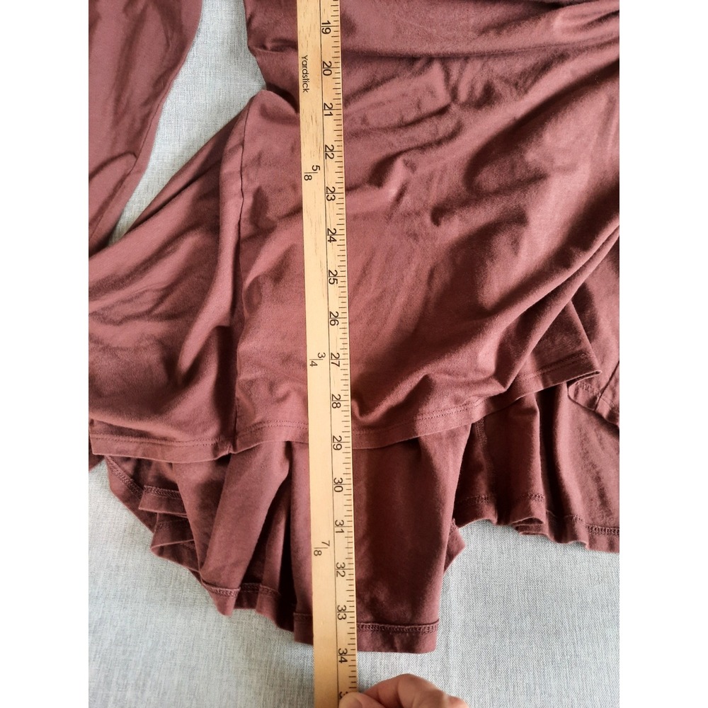 Peruvian Connection Women Large Mini Dress Choco Cotton Modal Pleated Round Neck - Picture 9 of 11